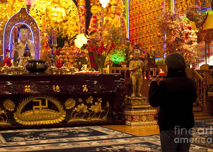 Buddha Greeting Card featuring the photograph Vietnamese Temple by Jim Corwin