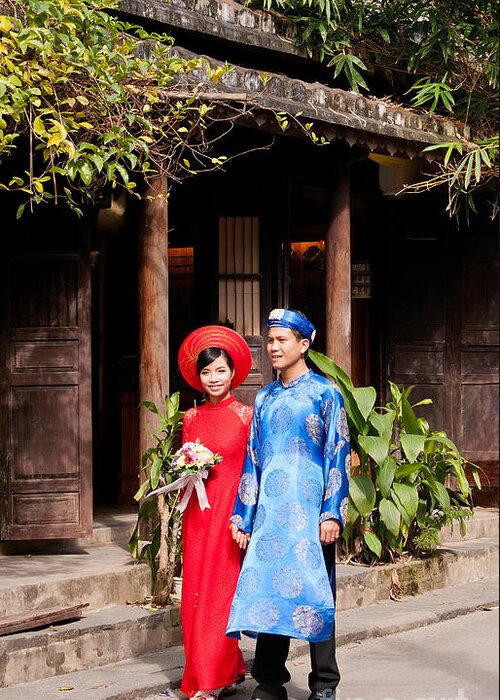 Vietnam Greeting Card featuring the photograph Vietnamese Wedding Couple 01 by Rick Piper Photography