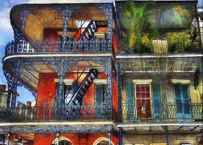 New Orleans Greeting Card featuring the photograph Vieux Carre' Balconies by Tammy Wetzel