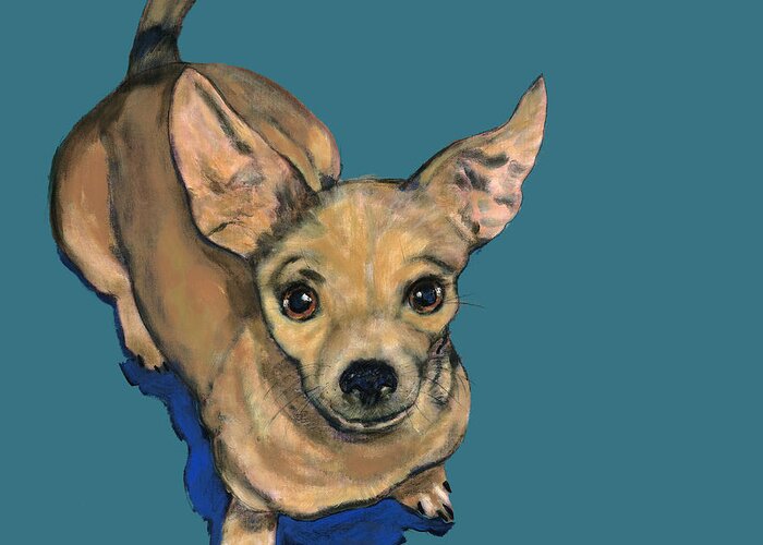 Chihuahua Greeting Card featuring the painting View From Above by Dale Moses