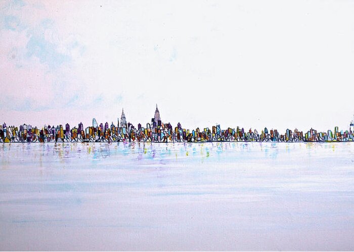 Jack Diamond Art Greeting Card featuring the painting View From The Hudson by Jack Diamond