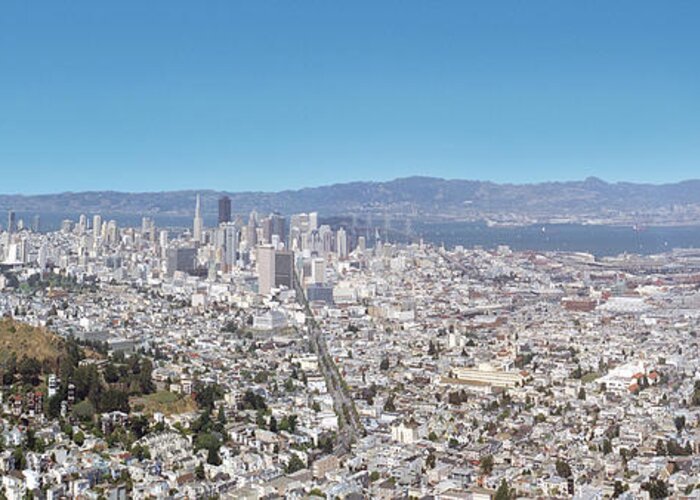 San Francisco Greeting Card featuring the photograph View from the Twin Peaks hills in San Francisco CA by David Zanzinger