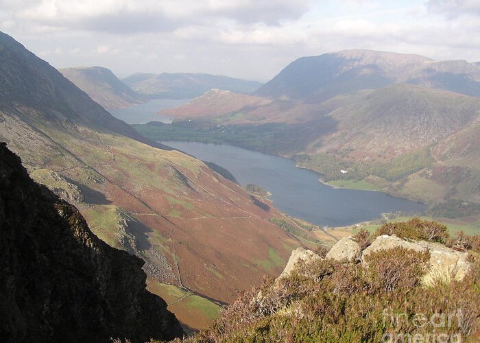 Buttermere Greeting Card featuring the photograph View of Buttermere from Haystacks by Elaine Jones