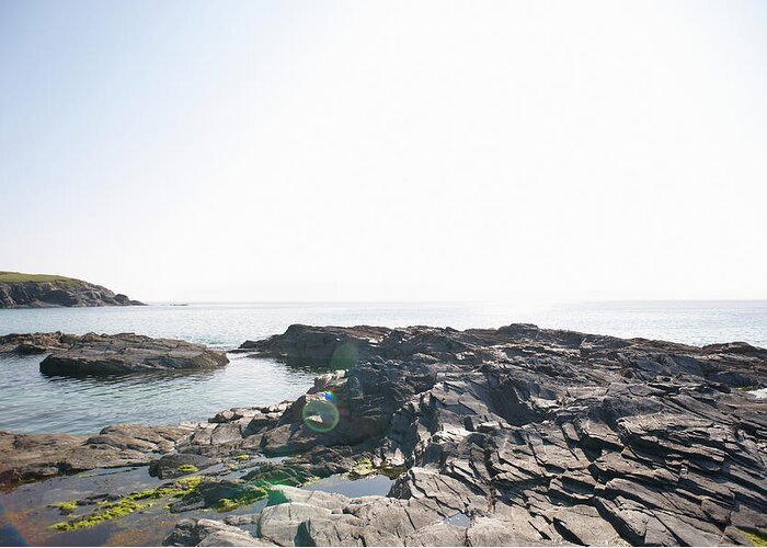 Scenics Greeting Card featuring the photograph View Of Rocks On Cornish Coastline, Uk by Dougal Waters
