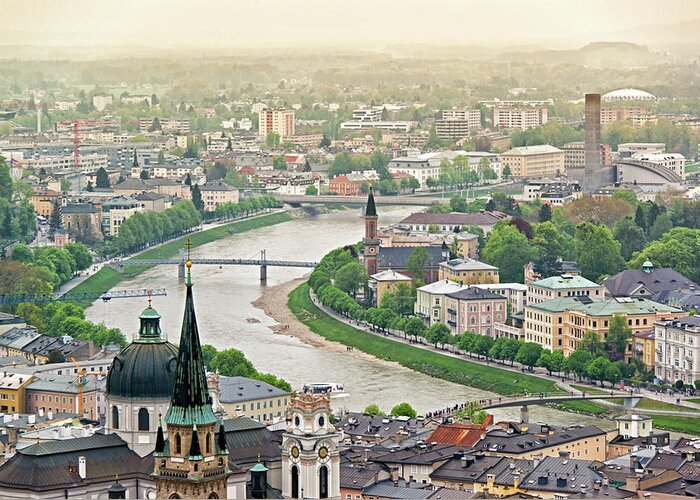 Tranquility Greeting Card featuring the photograph View Over Salzburg, Austria by Stefan Cioata