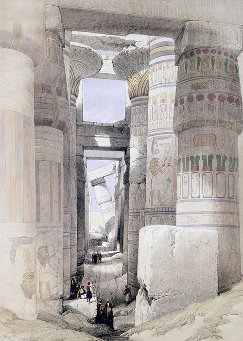Ruins Greeting Card featuring the drawing View Through The Hall Of Columns by David Roberts