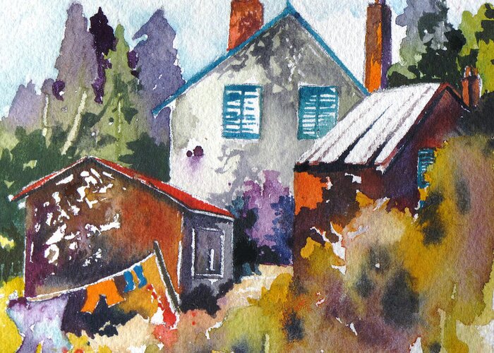 Houses Greeting Card featuring the painting Village Life 1 by Rae Andrews
