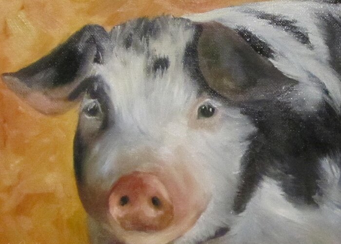 Pig Greeting Card featuring the painting Vindicator Pig Painting by Cheri Wollenberg