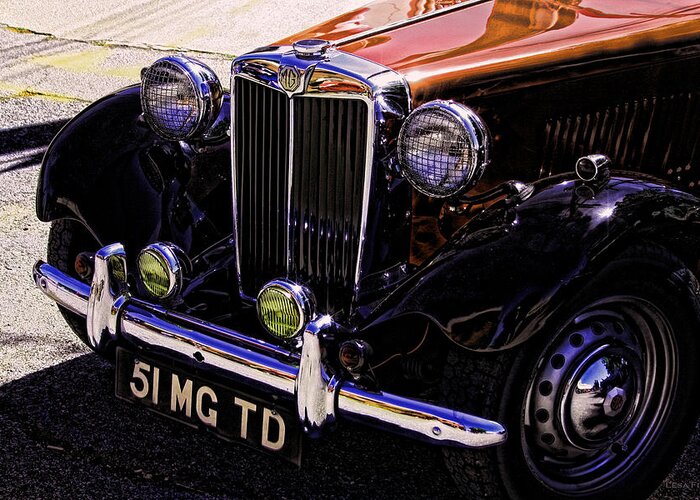1951 Greeting Card featuring the photograph Vintage Car Art 51 MG TD Copper by Lesa Fine