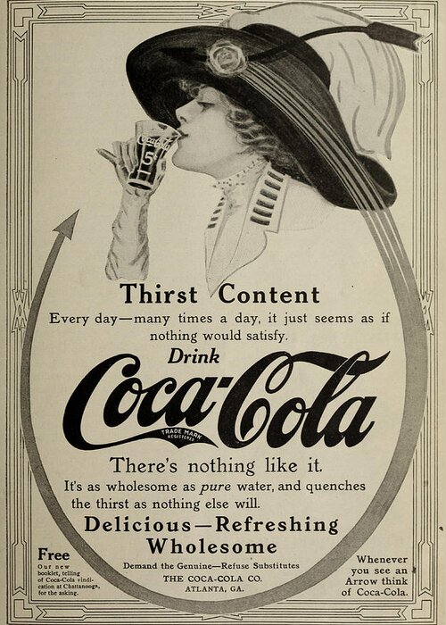1911 Greeting Card featuring the photograph Vintage Coca Cola Ad 1911 by Georgia Clare