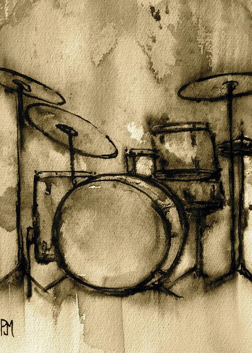 Drums Greeting Card featuring the painting Vintage Drums by Pete Maier