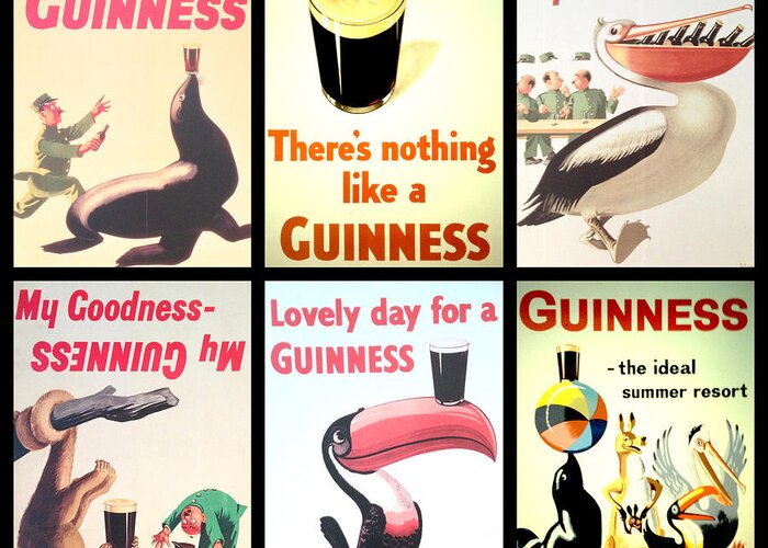 Guinness Collage Greeting Card featuring the digital art Vintage Guinness by Georgia Fowler