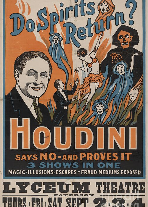 Houdini Greeting Card featuring the photograph Vintage Houdini Poster by Action