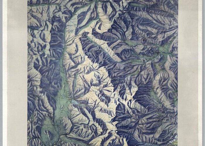 Map Greeting Card featuring the drawing Vintage Map of Rocky Mountain National Park - 1914 by Eric Glaser