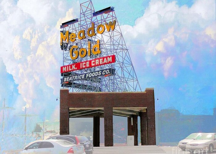 Meadow Gold Greeting Card featuring the photograph Vintage Meadow Gold Sign by Janette Boyd