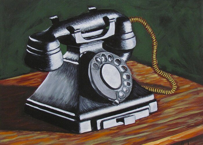 Phone Greeting Card featuring the painting Vintage Phone 2 by Kevin Hughes