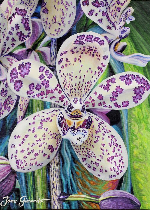 Flower Greeting Card featuring the painting Violet Dotted Orchid by Jane Girardot