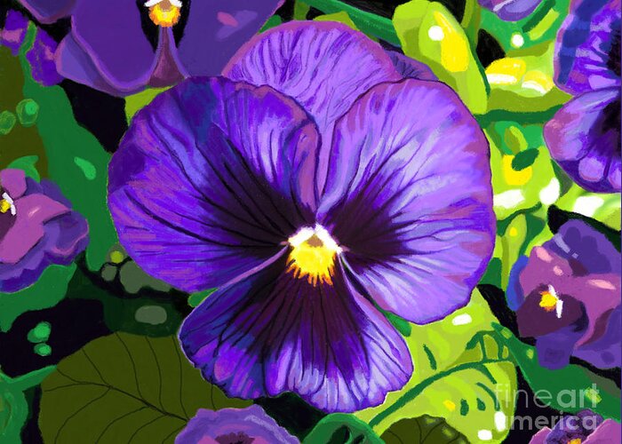 Violets Greeting Card featuring the painting Violet Impressions Illinois by Jackie Case