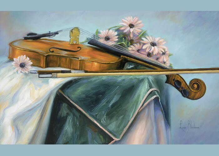 Violin Greeting Card featuring the painting Violin by Lucie Bilodeau