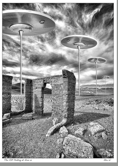 Area 51 Greeting Card featuring the photograph VIP Parking at Area 51 by Gary Warnimont