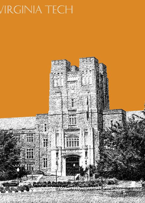 University Greeting Card featuring the digital art Virginia Tech - Dark Orange by DB Artist