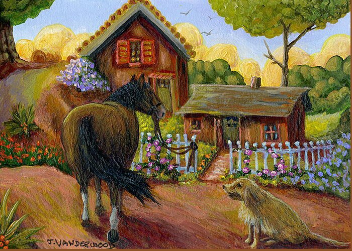 Horse Greeting Card featuring the painting Visiting Friends by Jacquelin L Westerman