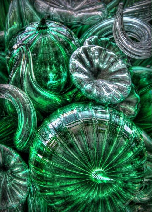Glass Art Greeting Card featuring the photograph Vitreous Verdant Abstract by Jeff Cook
