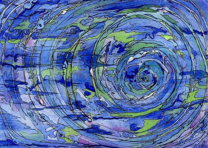 Blue Greeting Card featuring the mixed media Vortex by Diana Cardosi-Bussone