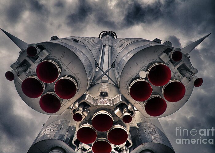 Afterburner Greeting Card featuring the photograph Vostok rocket engine by Stelios Kleanthous