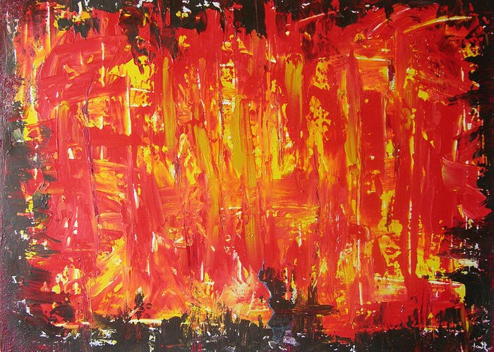 Acryl Painting - Abstract Greeting Card featuring the painting W6 - firemaker by KUNST MIT HERZ Art with heart