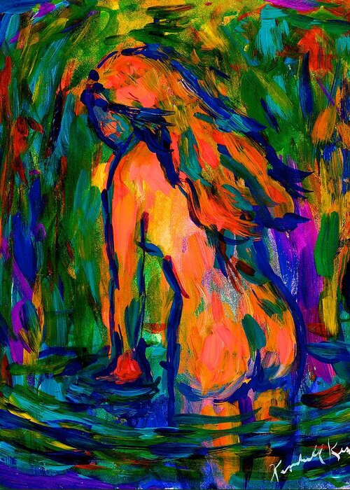 Girl Greeting Card featuring the painting Wading by Kendall Kessler