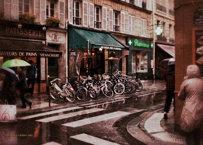 Paris Greeting Card featuring the photograph Waiting in the bar for the rain to pass #2 by Aleksander Rotner
