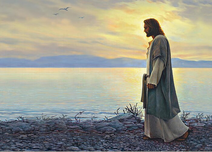 Jesus Greeting Card featuring the painting Walk With Me by Greg Olsen