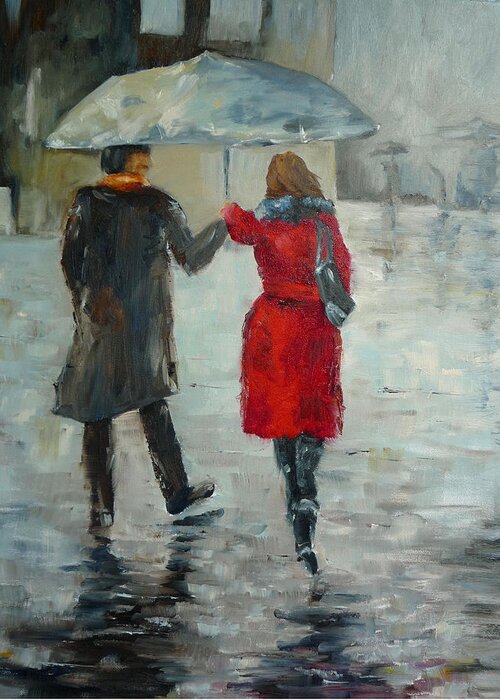 Walking in the Rain Painting by Cynthia Morgan