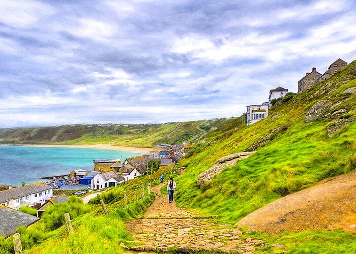 Cornwall Greeting Card featuring the photograph Walking Into Sennen Cove On The Cornish Coast by Mark Tisdale