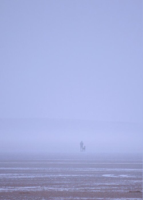 Walking Greeting Card featuring the photograph Walking the dog in the mist by Spikey Mouse Photography