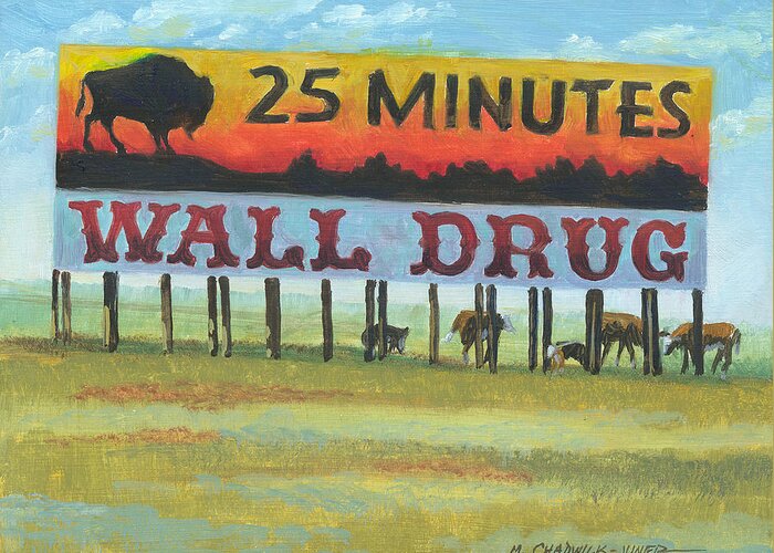 Wall Drug Greeting Card featuring the painting Wall Drug Landscape IV by Marguerite Chadwick-Juner