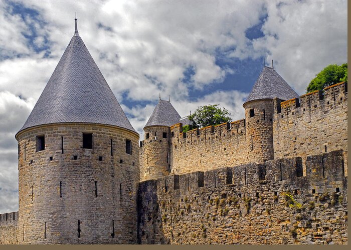 Carcassonne Greeting Card featuring the photograph Walls of Carcassonne by Dave Mills