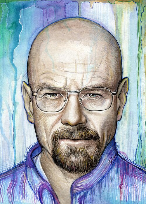 Breaking Bad Greeting Card featuring the painting Walter White - Breaking Bad by Olga Shvartsur