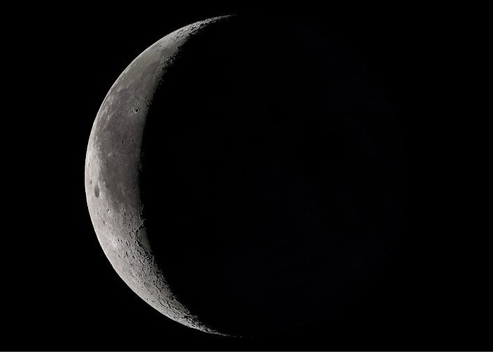 Moon Greeting Card featuring the photograph Waning Crescent Moon by Nasa's Scientific Visualization Studio/science Photo Library
