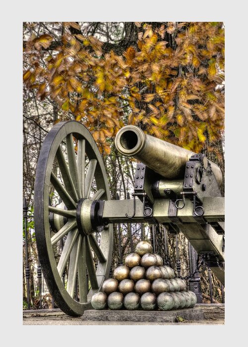 Civil War Greeting Card featuring the photograph War Thunder - Union Artillery at the Copse of Trees Mid-Autumn Morning Gettysburg by Michael Mazaika