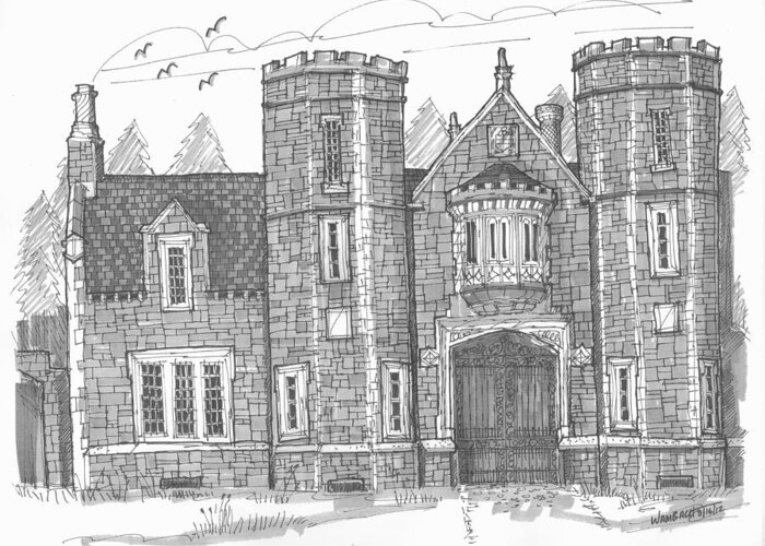 Bard College Greeting Card featuring the drawing Ward Manor Bard College by Richard Wambach