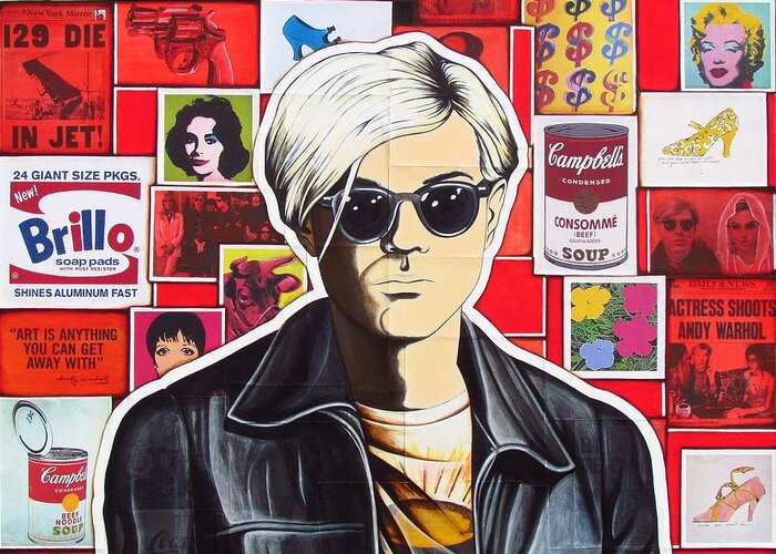 Warhol Greeting Card featuring the mixed media Warhol by Joseph Sonday