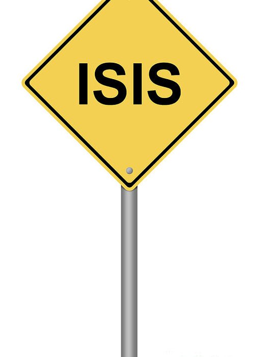 Isis Greeting Card featuring the digital art Warning Sign ISIS by Henrik Lehnerer