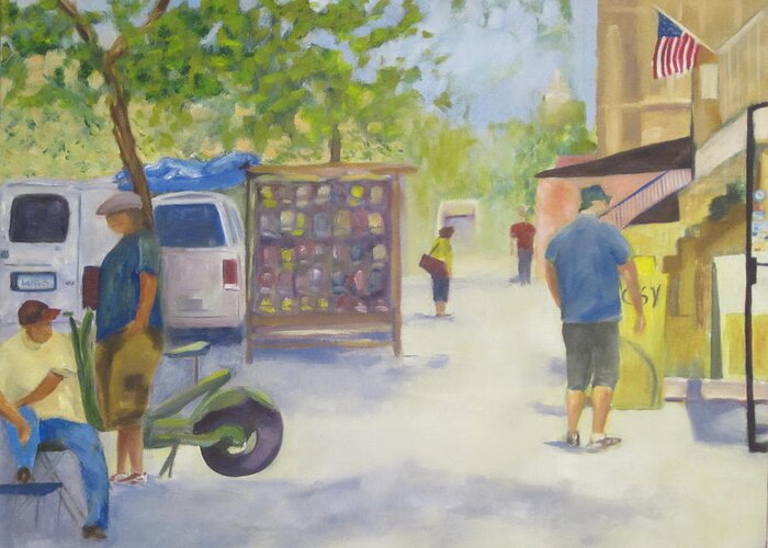 Street Scene Greeting Card featuring the painting Washington DC by Patricia Cleasby