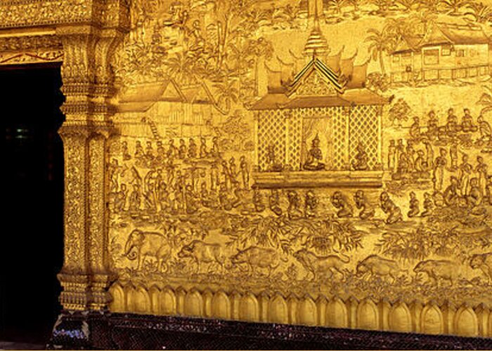 Photography Greeting Card featuring the photograph Wat Mai Luang Prabang Laos by Panoramic Images
