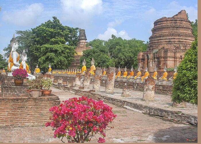 Scenic Greeting Card featuring the photograph Wat Phra Chao Phya-Thai Buddha Images and Ruined Chedi DTHA004 by Gerry Gantt