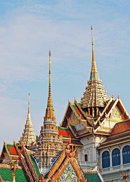 Tranquility Greeting Card featuring the photograph Wat Phra Kaew, Grand Palace, Bangkok by John W Banagan