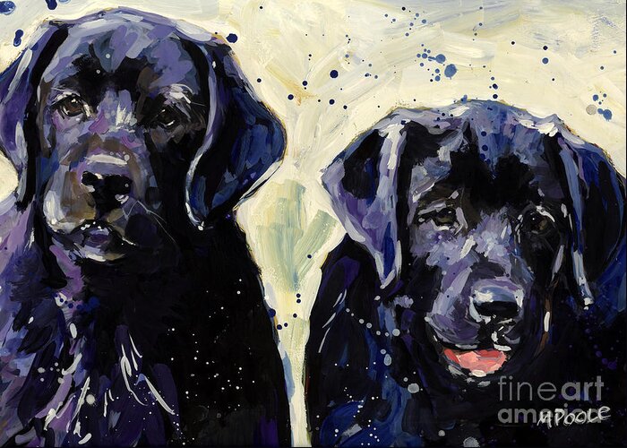 Labrador Retriever Puppies Greeting Card featuring the painting Water Boys by Molly Poole