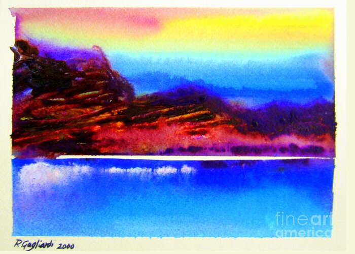 Australia Greeting Card featuring the painting Water pool in the NT Australia by Roberto Gagliardi